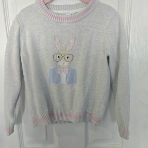 Janie and Jack Light Gray Easter Sweater with Bunny Design